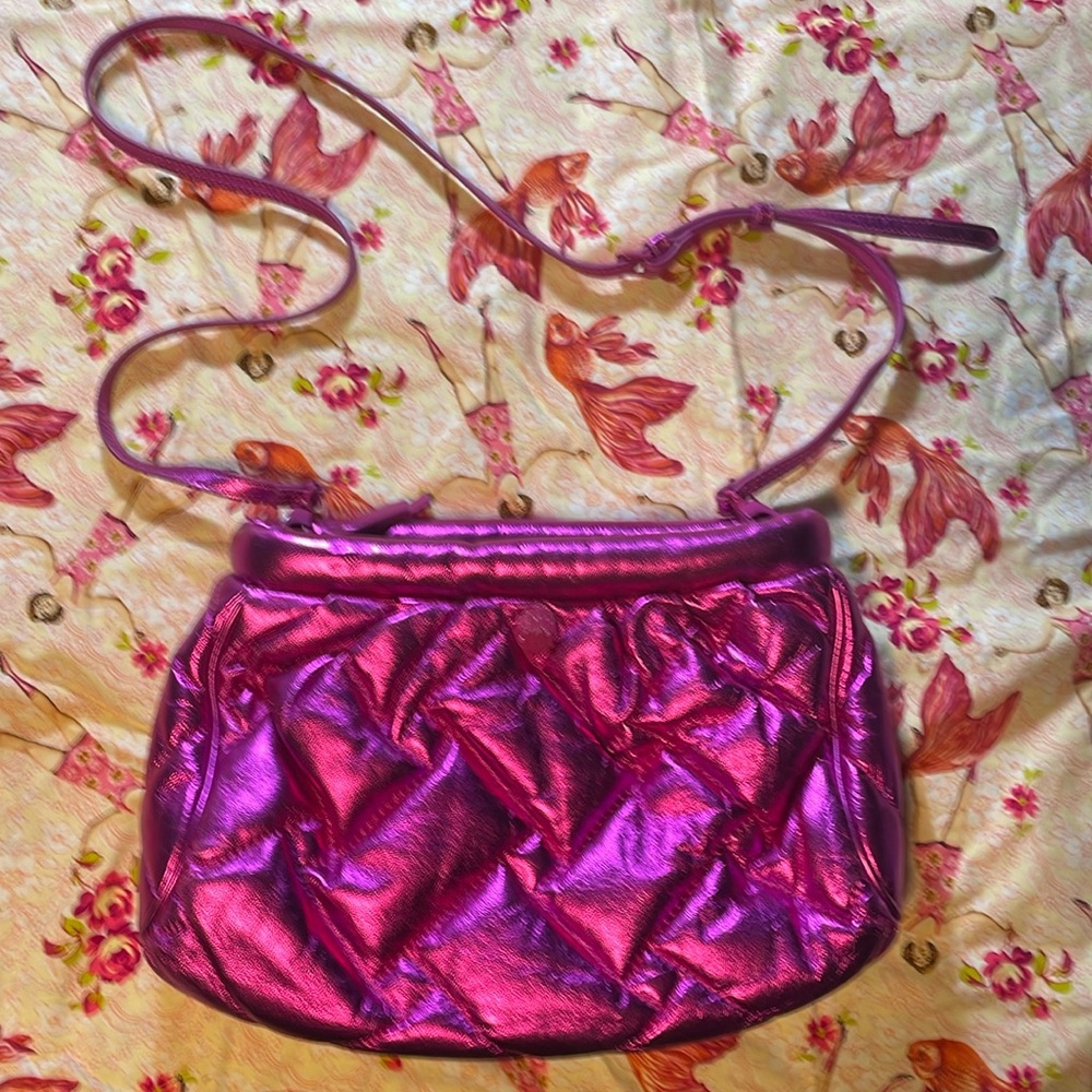 Pink metallic Kurt Geiger shoulder bag.